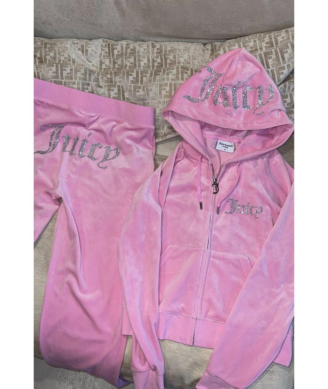 JUICY COUTURE Розовый велюровый спортивные костюмы, фото 3