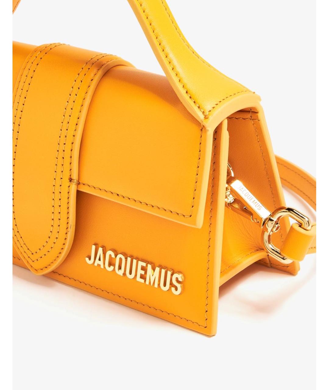 JACQUEMUS Оранжевая кожаная сумка с короткими ручками, фото 3