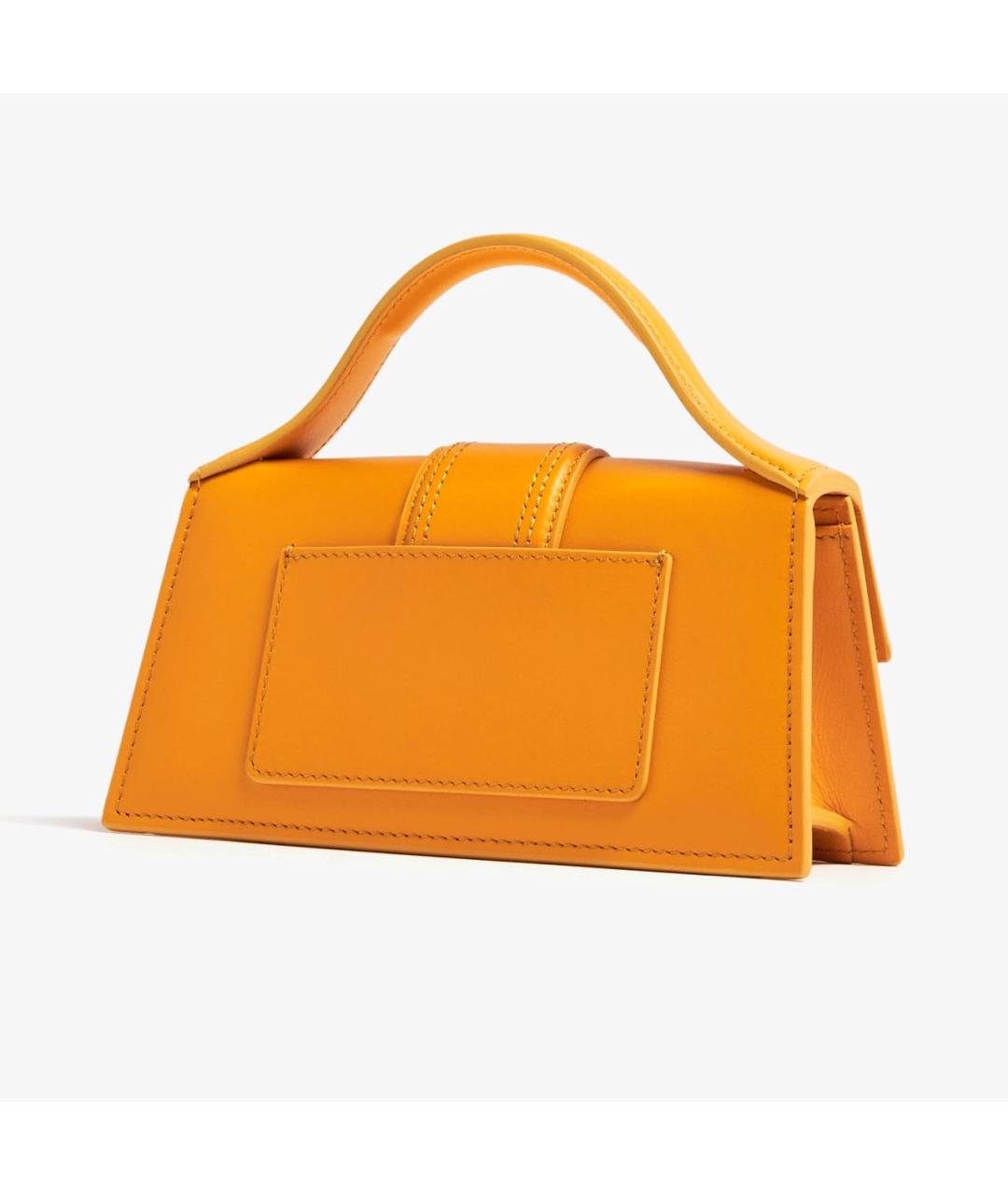 JACQUEMUS Оранжевая кожаная сумка с короткими ручками, фото 4