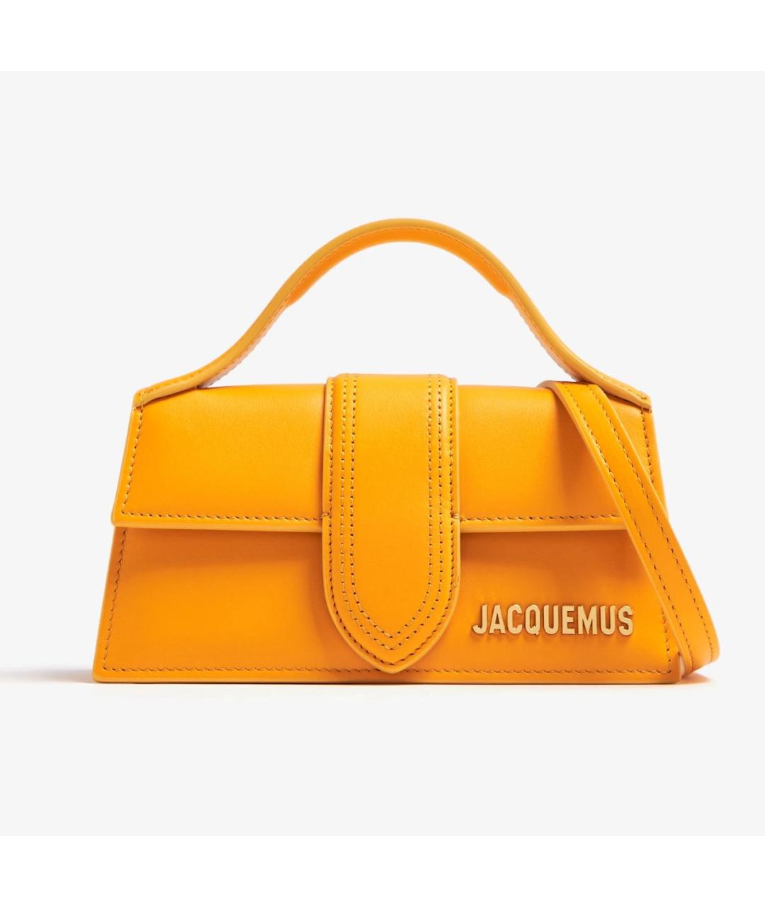 JACQUEMUS Оранжевая кожаная сумка с короткими ручками, фото 2