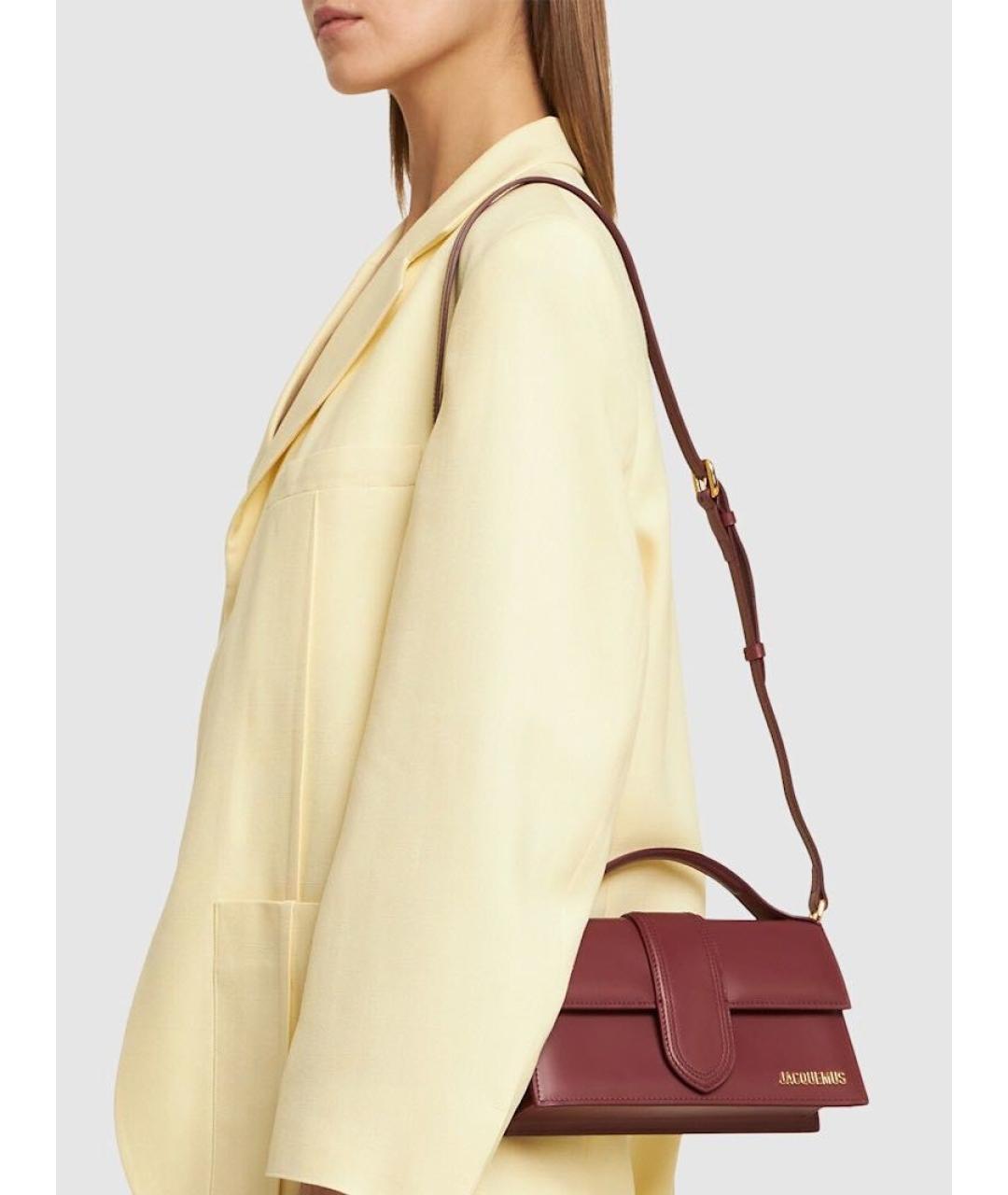JACQUEMUS Бордовая кожаная сумка с короткими ручками, фото 6