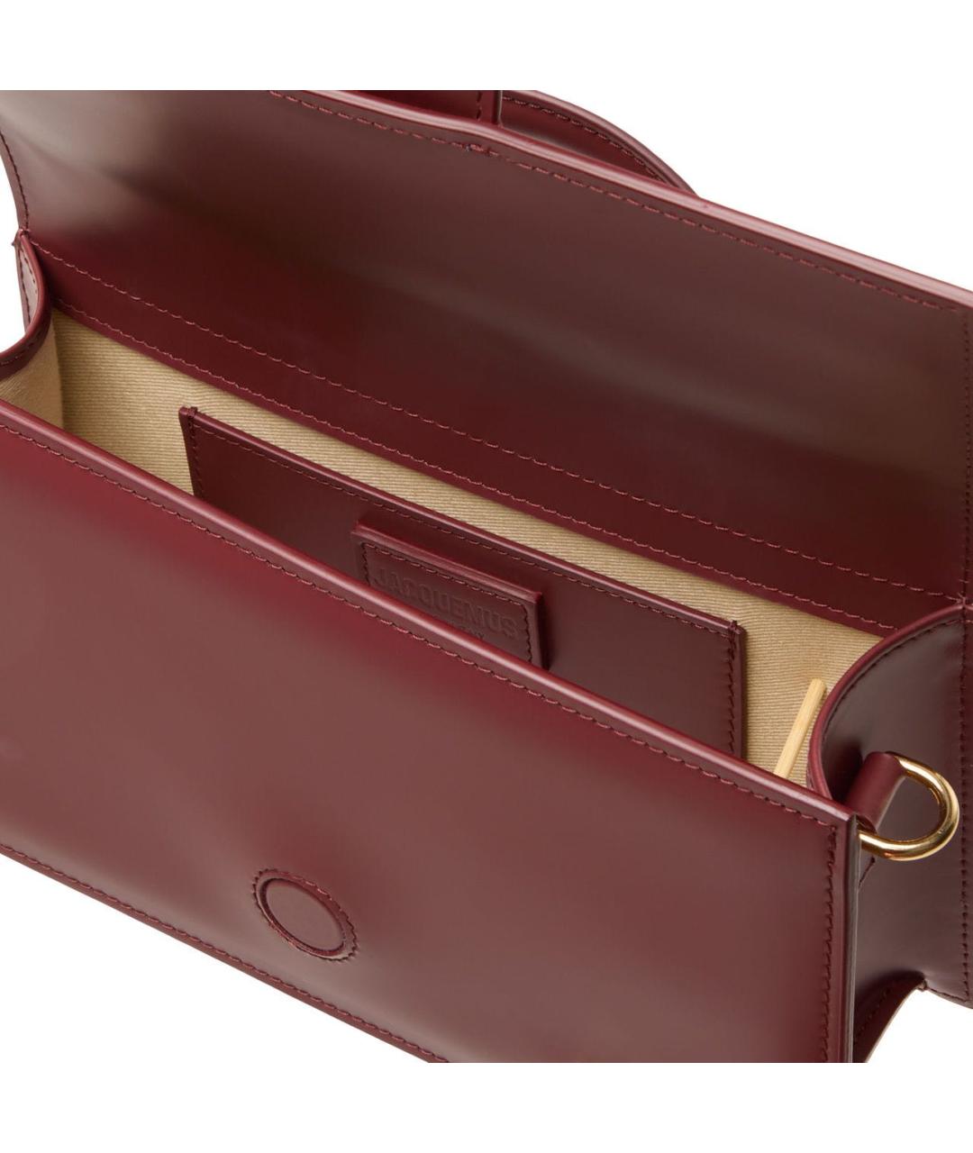 JACQUEMUS Бордовая кожаная сумка с короткими ручками, фото 3