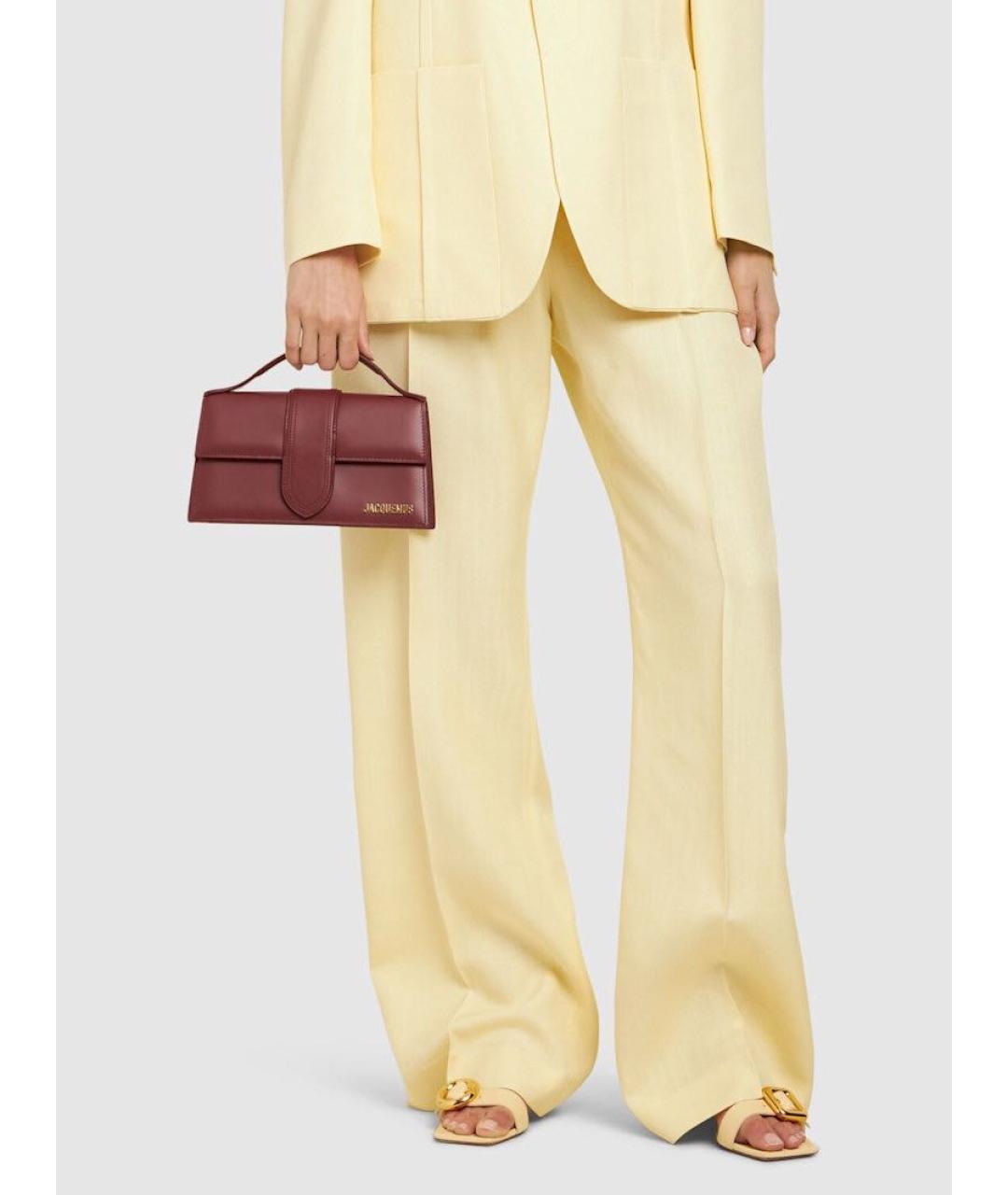 JACQUEMUS Бордовая кожаная сумка с короткими ручками, фото 5
