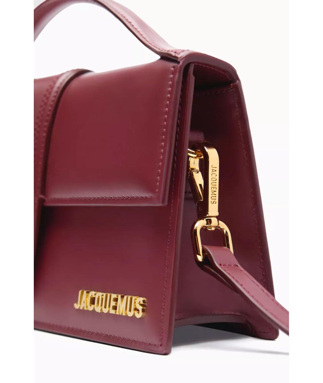 JACQUEMUS Бордовая кожаная сумка с короткими ручками, фото 2