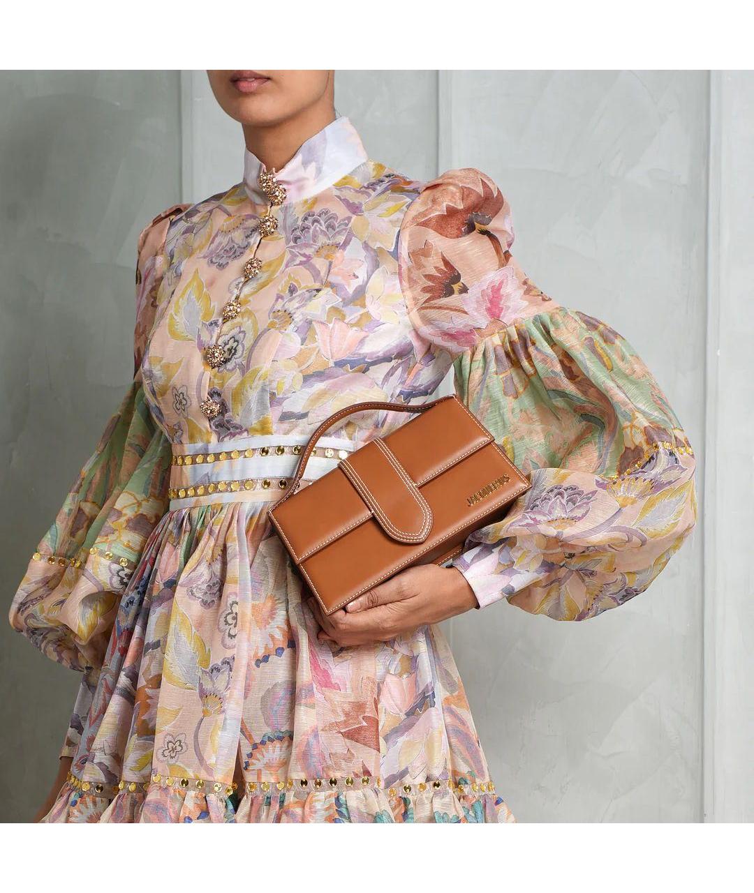 JACQUEMUS Коричневая кожаная сумка с короткими ручками, фото 7