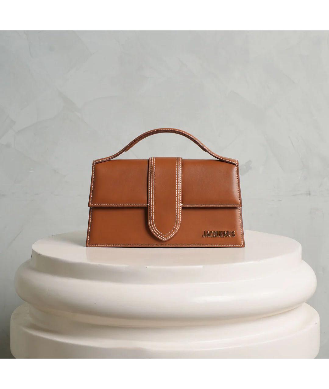JACQUEMUS Коричневая кожаная сумка с короткими ручками, фото 2