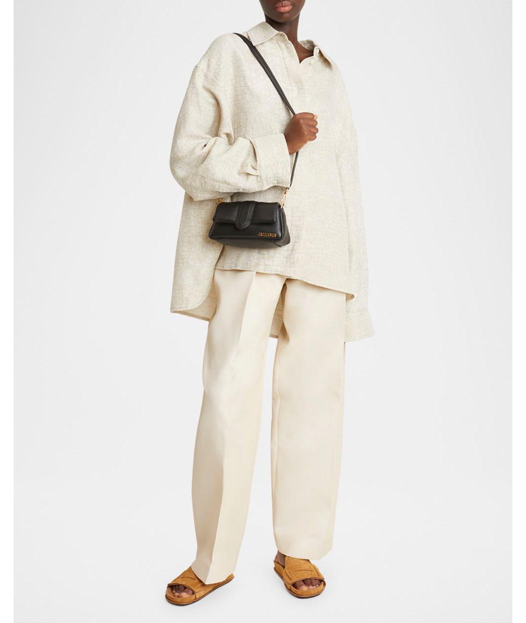 JACQUEMUS Черная кожаная сумка через плечо, фото 6