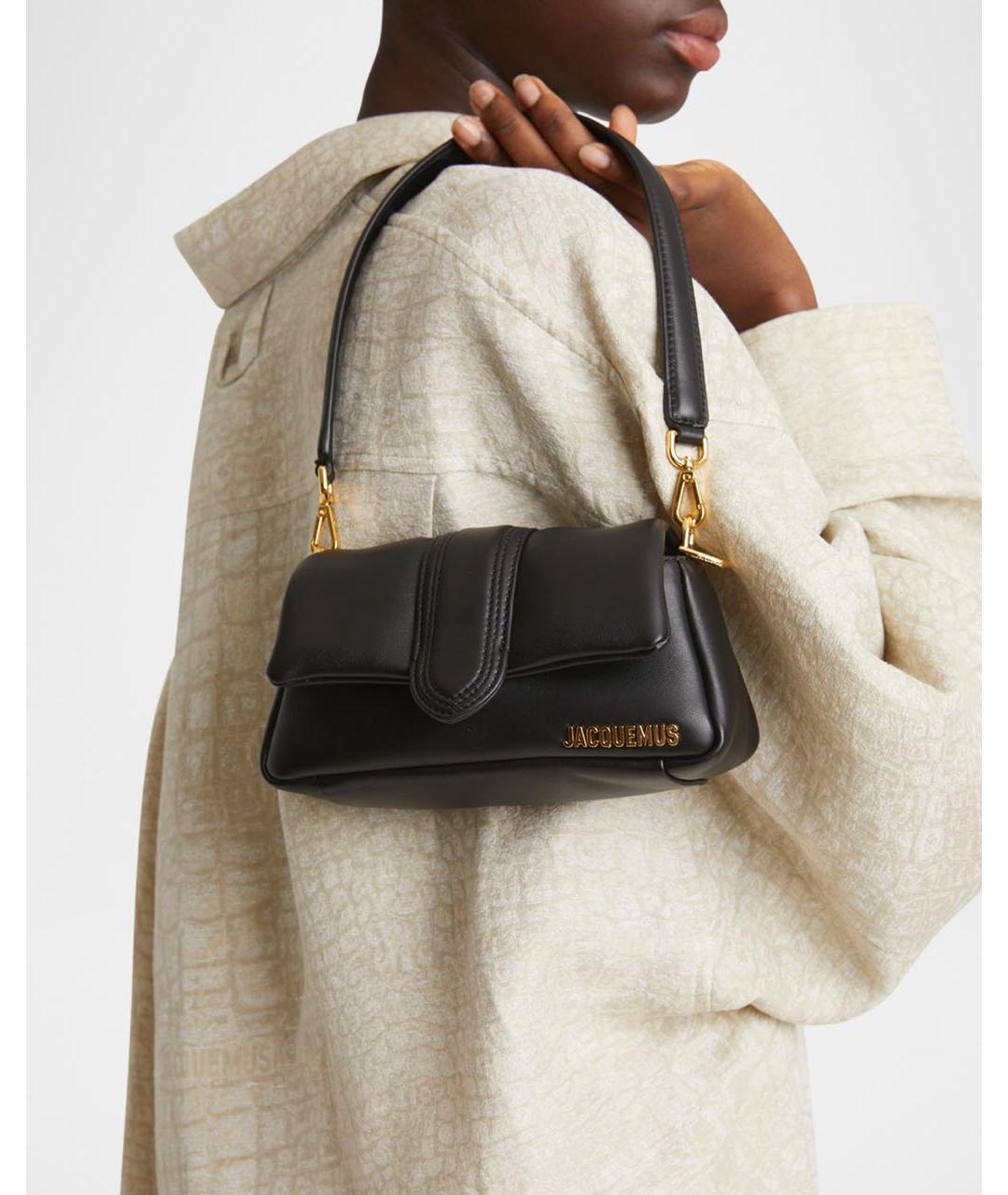 JACQUEMUS Черная кожаная сумка через плечо, фото 3