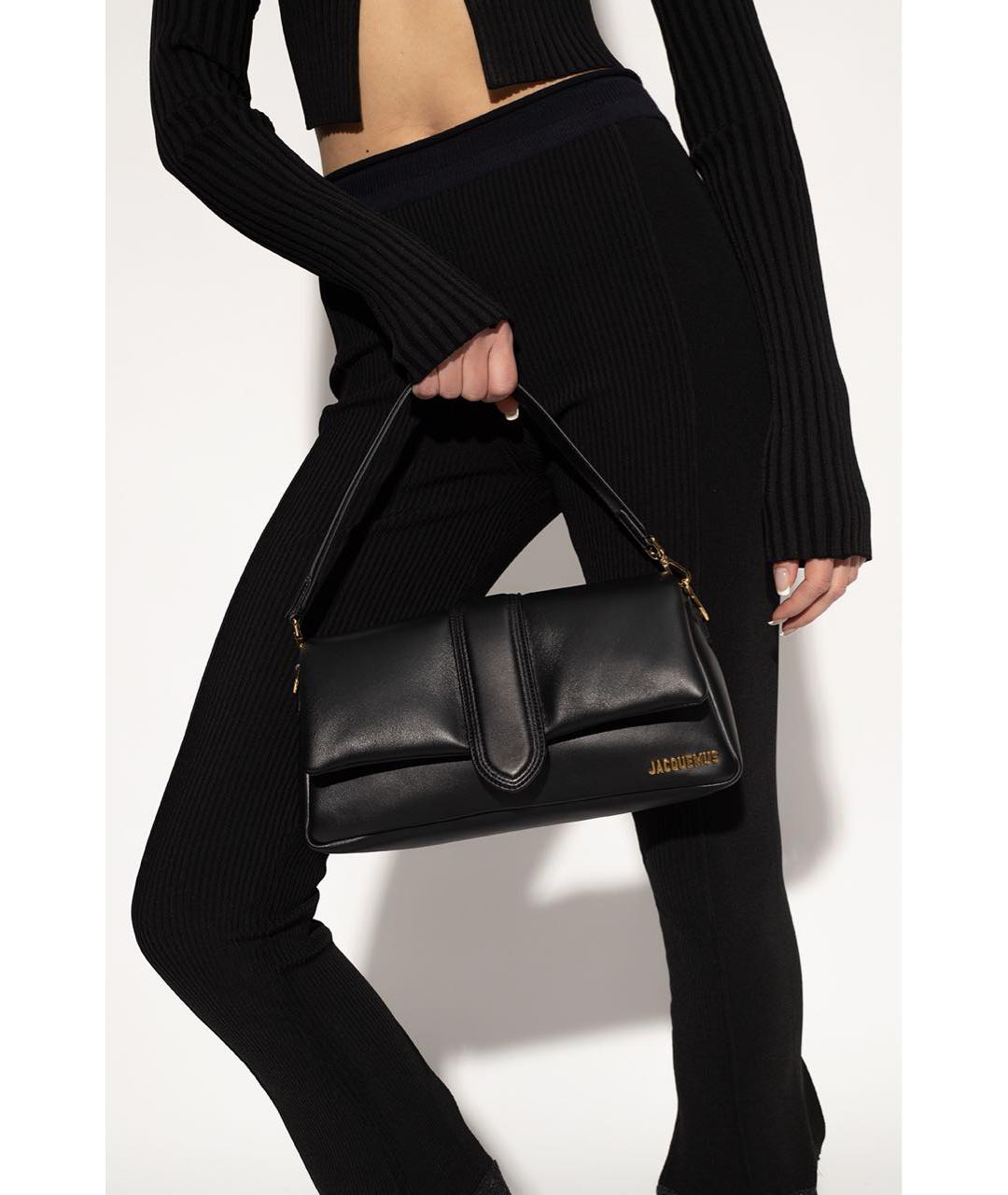 JACQUEMUS Черная кожаная сумка через плечо, фото 4