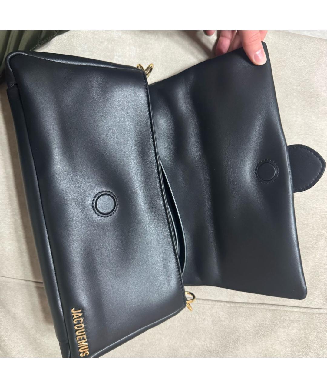 JACQUEMUS Черная кожаная сумка через плечо, фото 7