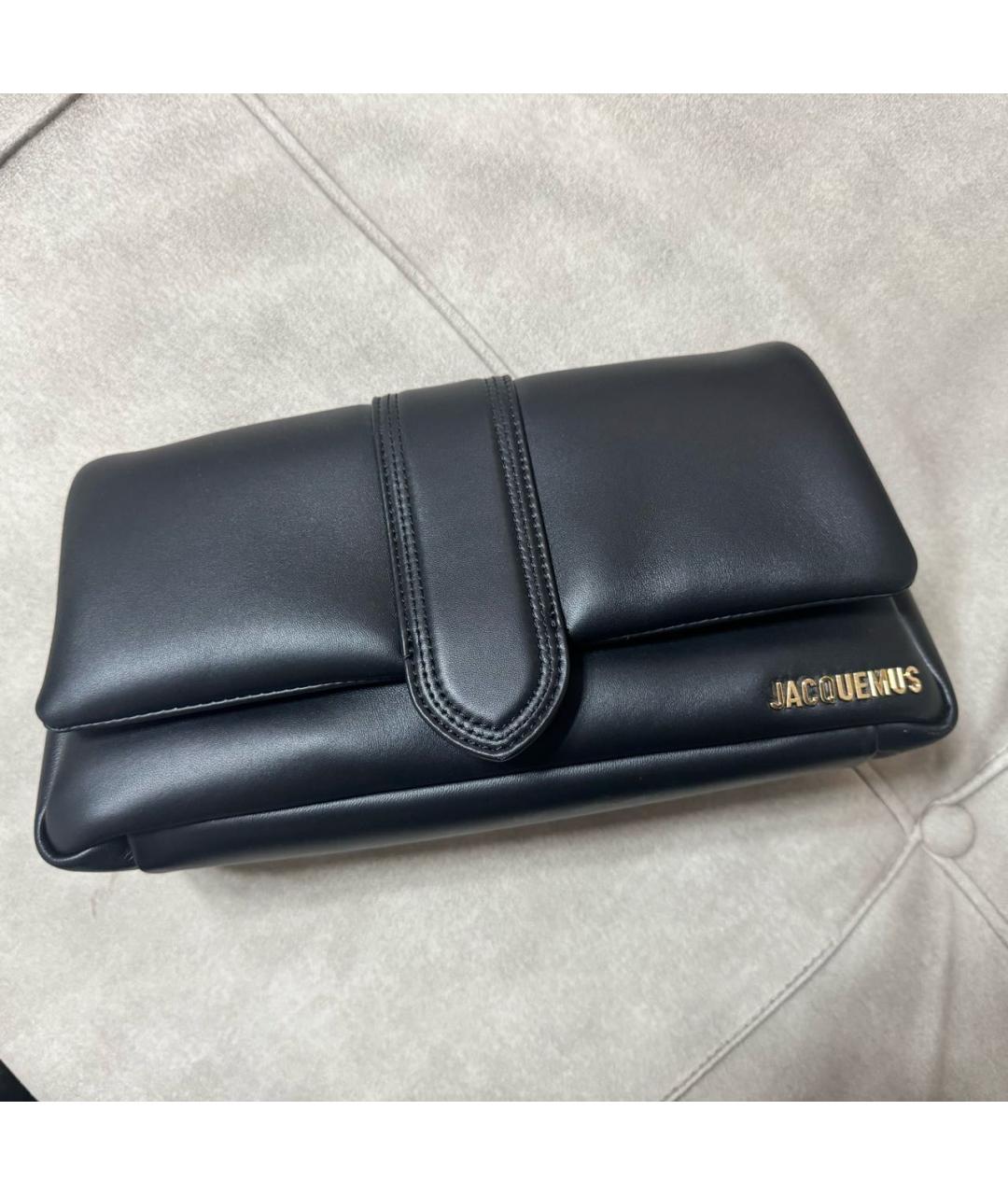 JACQUEMUS Черная кожаная сумка через плечо, фото 2