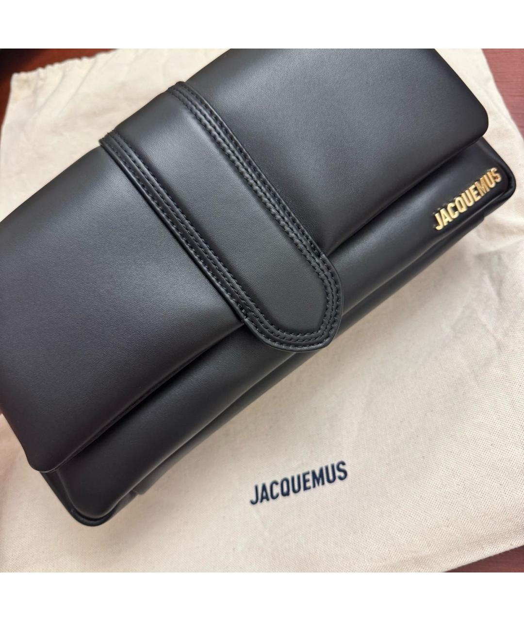 JACQUEMUS Черная кожаная сумка через плечо, фото 8