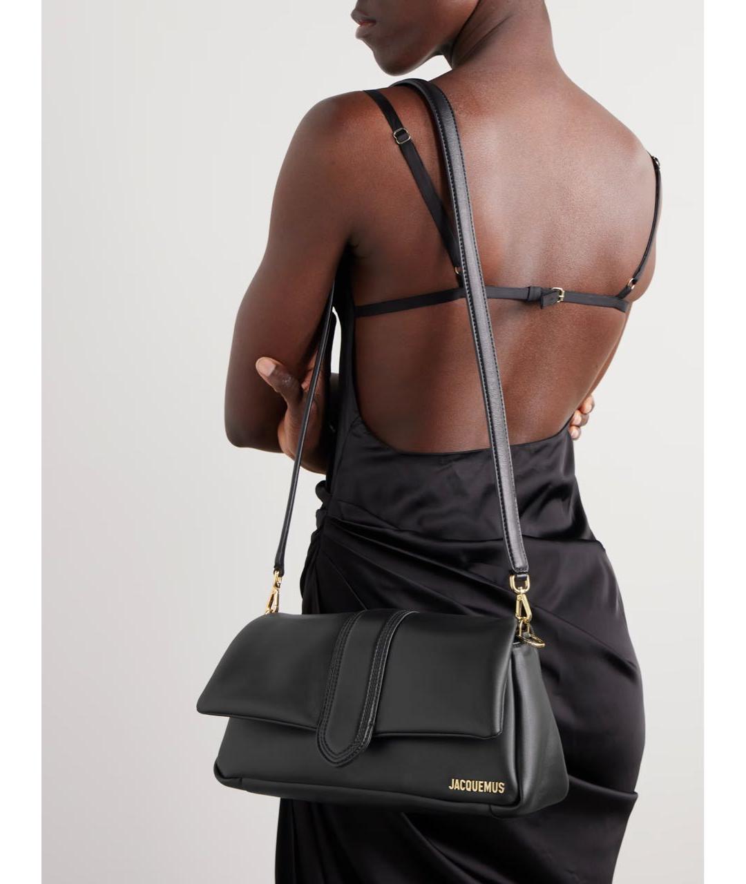 JACQUEMUS Черная кожаная сумка через плечо, фото 5