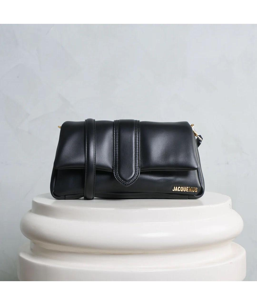 JACQUEMUS Черная кожаная сумка через плечо, фото 2