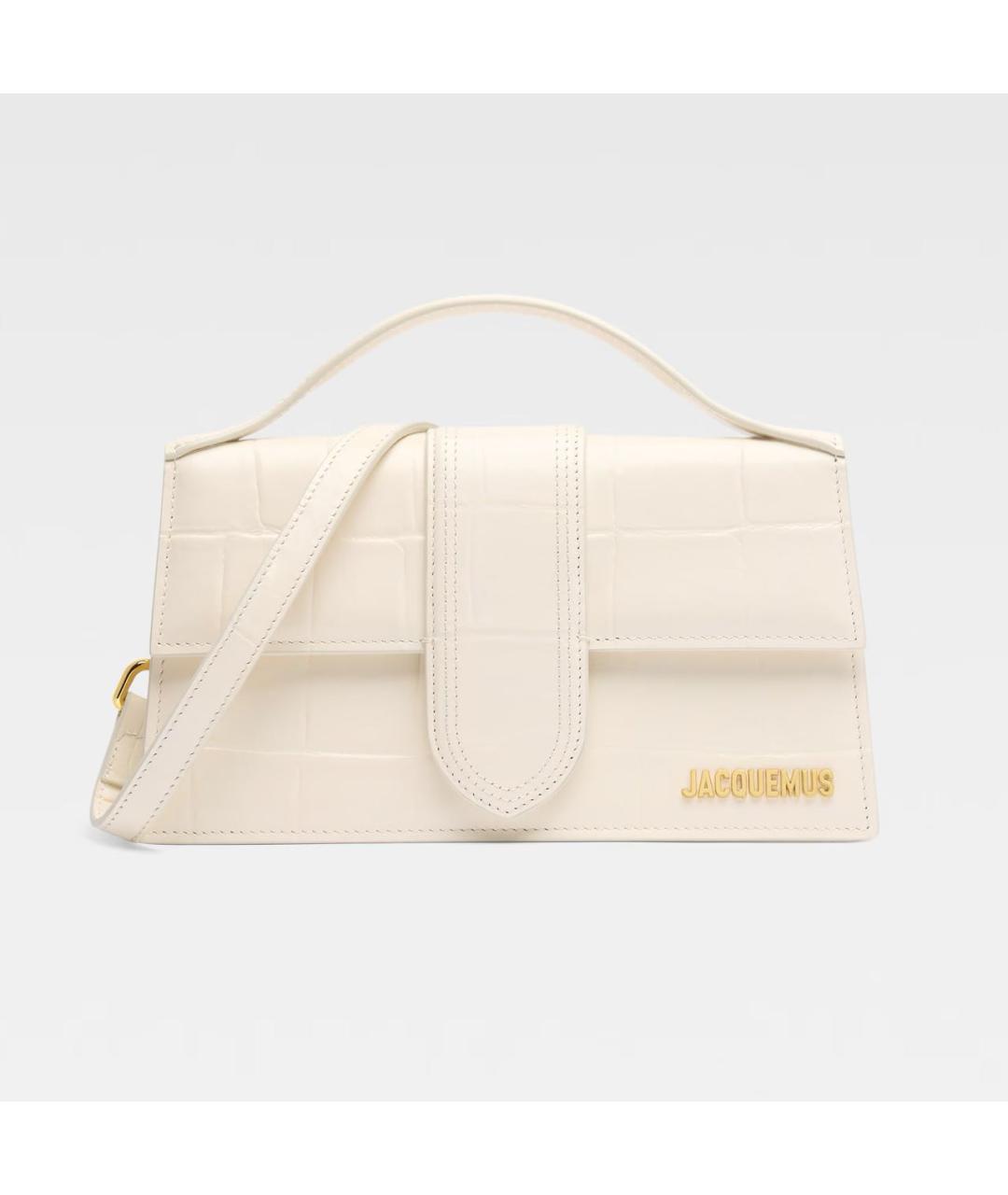 JACQUEMUS Белая кожаная сумка с короткими ручками, фото 2