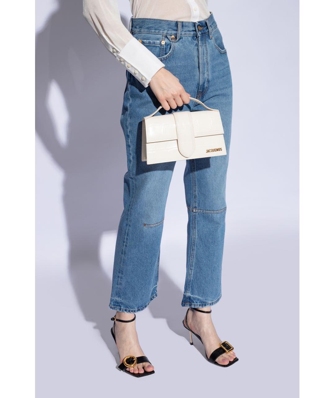 JACQUEMUS Белая кожаная сумка с короткими ручками, фото 6