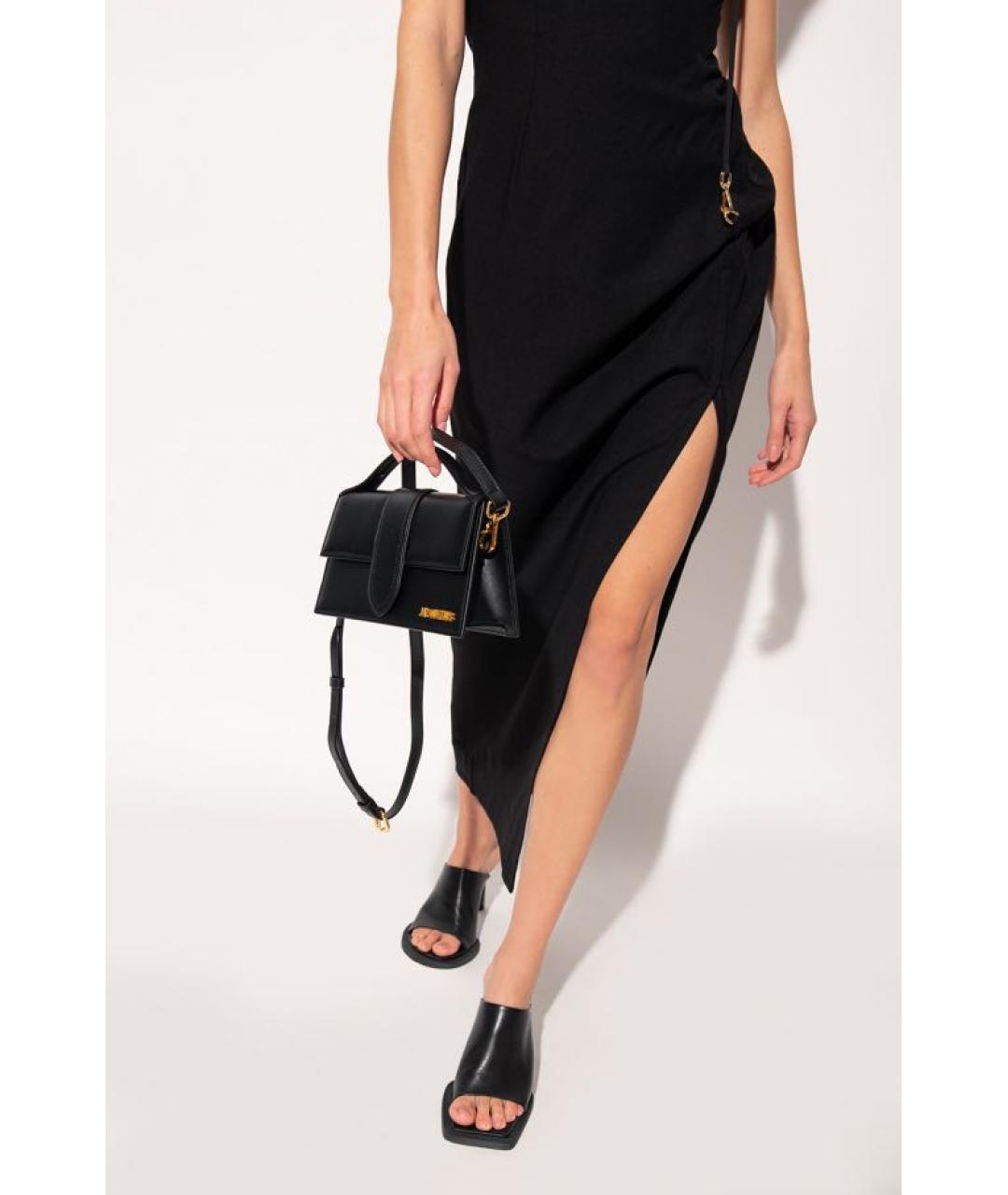 JACQUEMUS Черная кожаная сумка с короткими ручками, фото 7