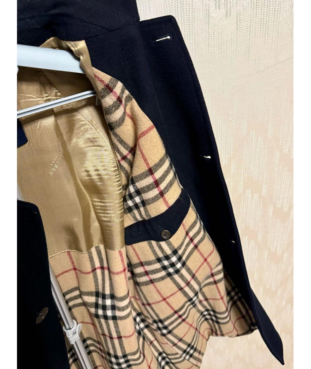 BURBERRY Темно-синее шерстяное пальто, фото 6