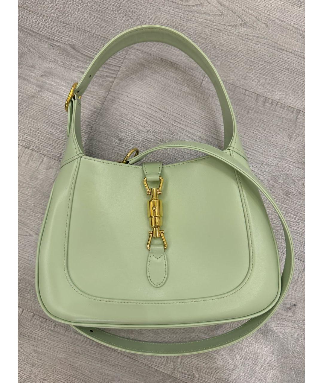GUCCI Салатовая кожаная сумка с короткими ручками, фото 3