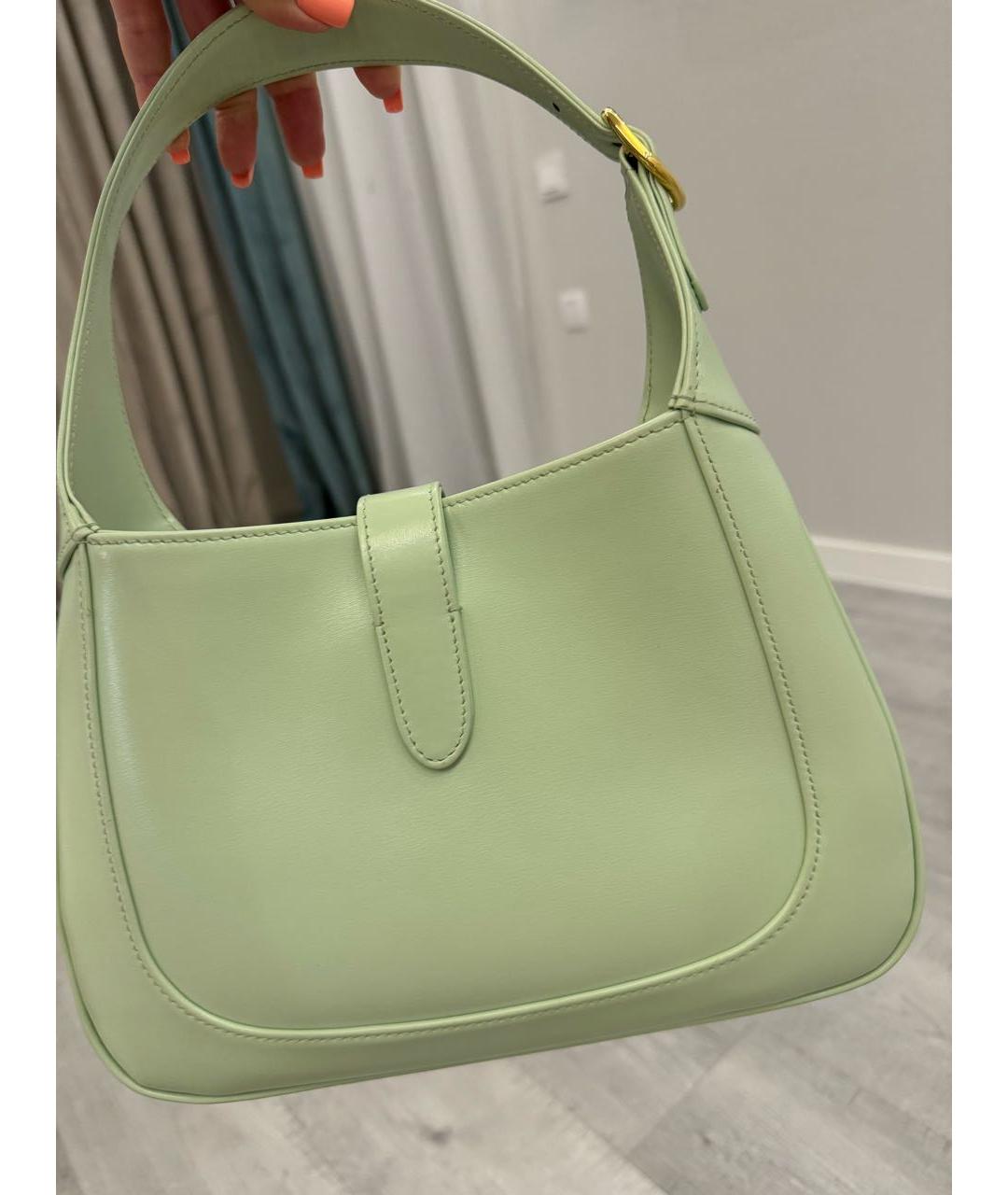 GUCCI Салатовая кожаная сумка с короткими ручками, фото 2