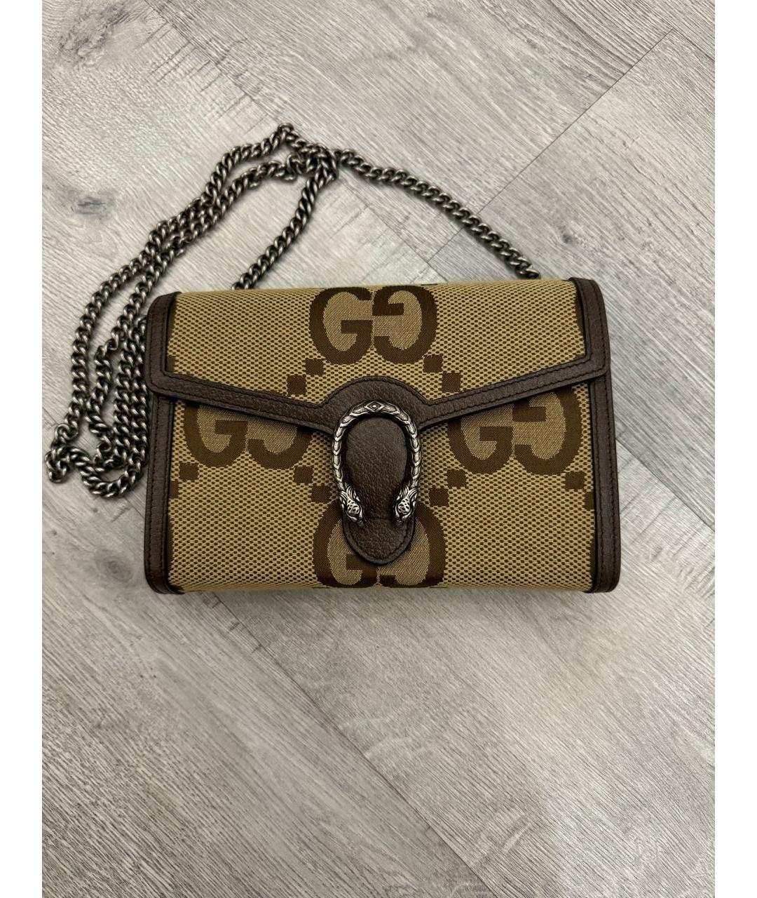 GUCCI Коричневая тканевая сумка через плечо, фото 3