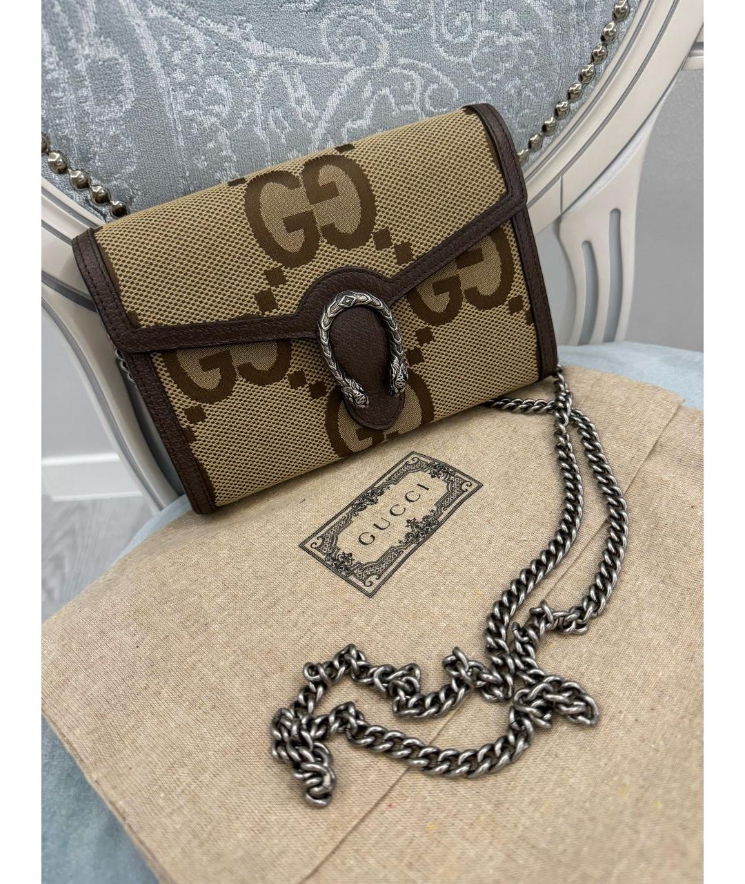 GUCCI Коричневая тканевая сумка через плечо, фото 6