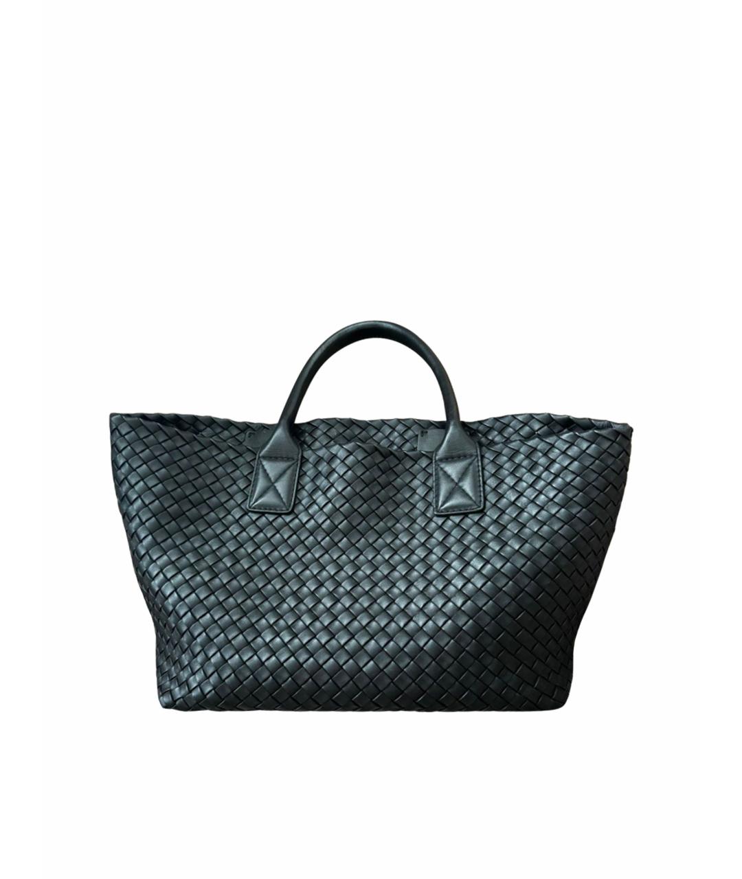 BOTTEGA VENETA Черная кожаная сумка тоут, фото 1