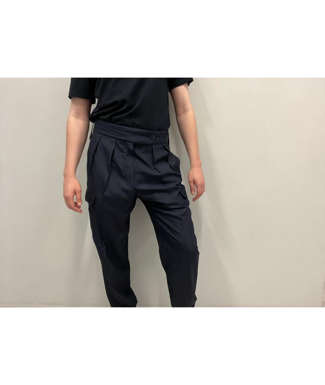 SAINT LAURENT Темно-синие шелковые повседневные брюки, фото 7