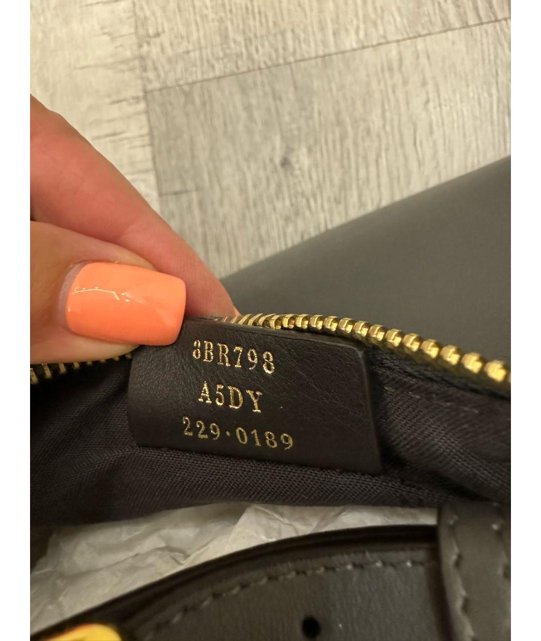 FENDI Антрацитовая кожаная сумка с короткими ручками, фото 5