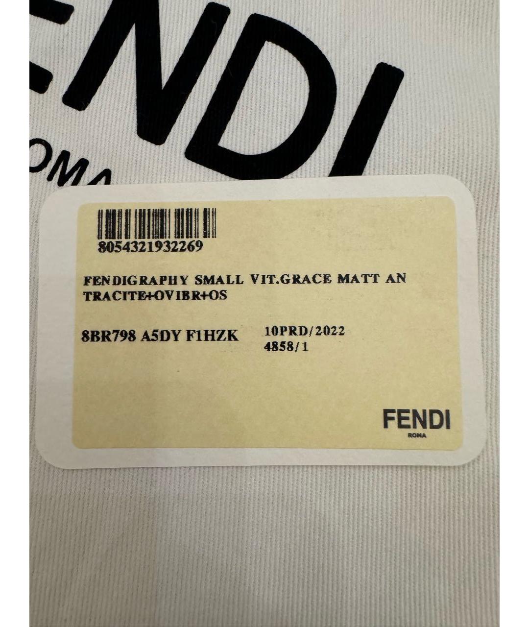 FENDI Антрацитовая кожаная сумка с короткими ручками, фото 4