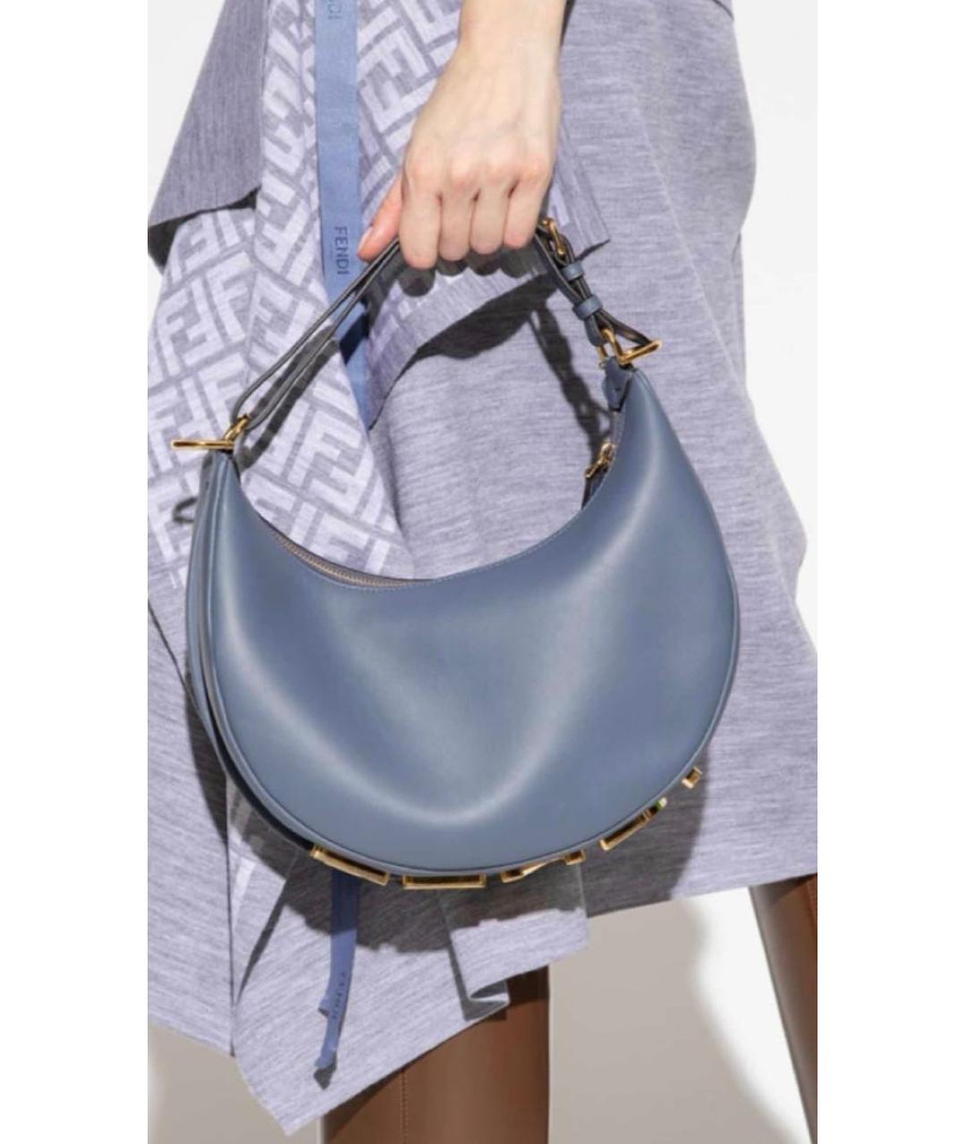 FENDI Антрацитовая кожаная сумка с короткими ручками, фото 8