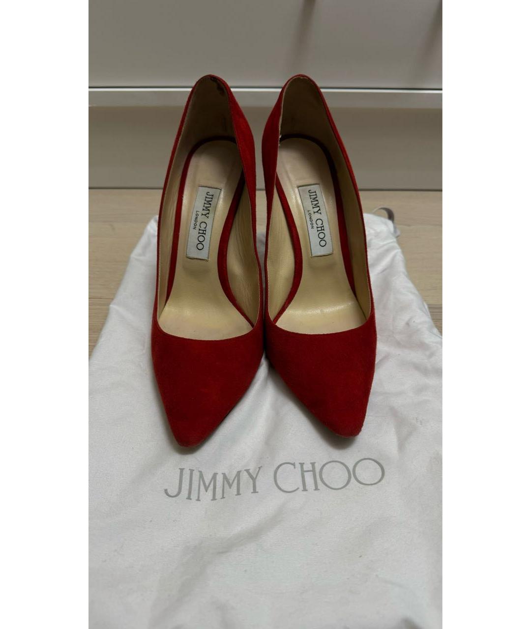 JIMMY CHOO Красные замшевые туфли, фото 3