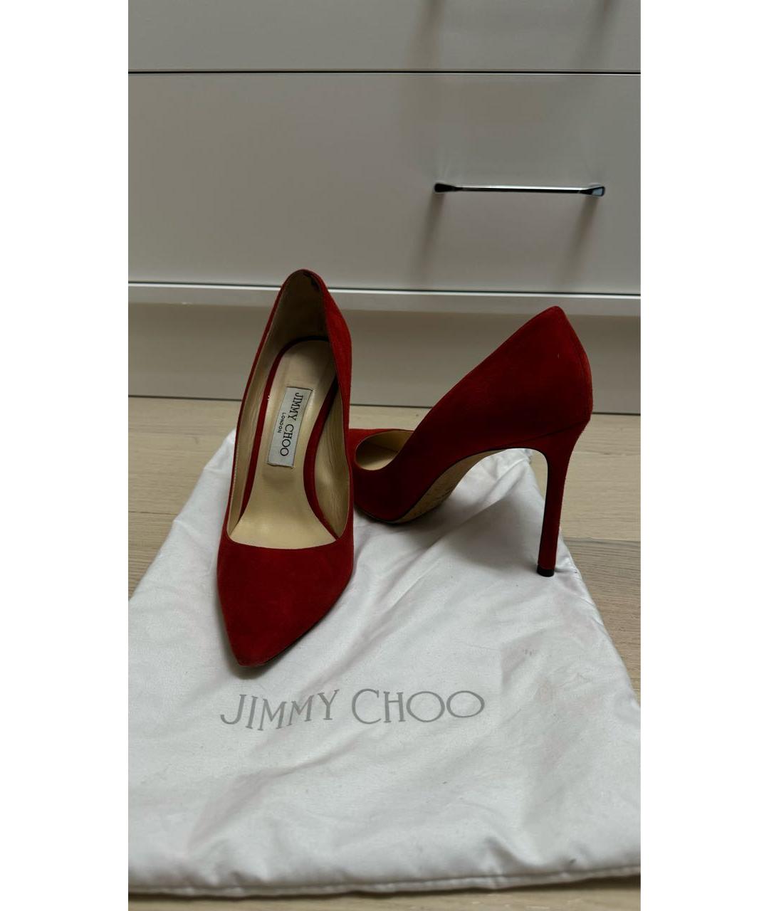 JIMMY CHOO Красные замшевые туфли, фото 4