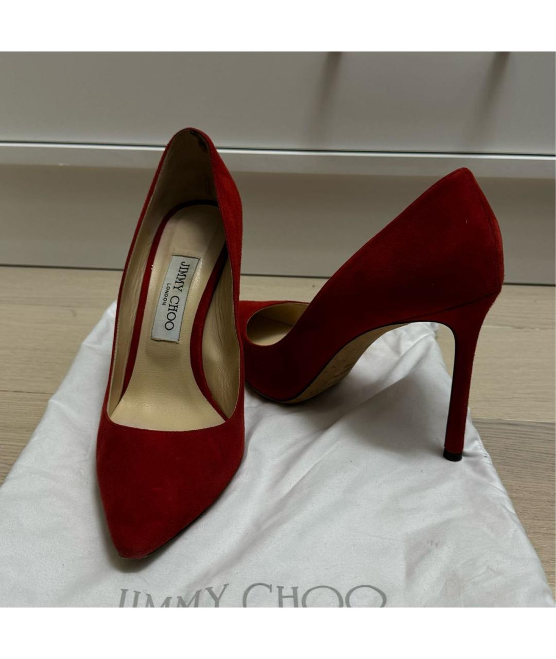 JIMMY CHOO Красные замшевые туфли, фото 2