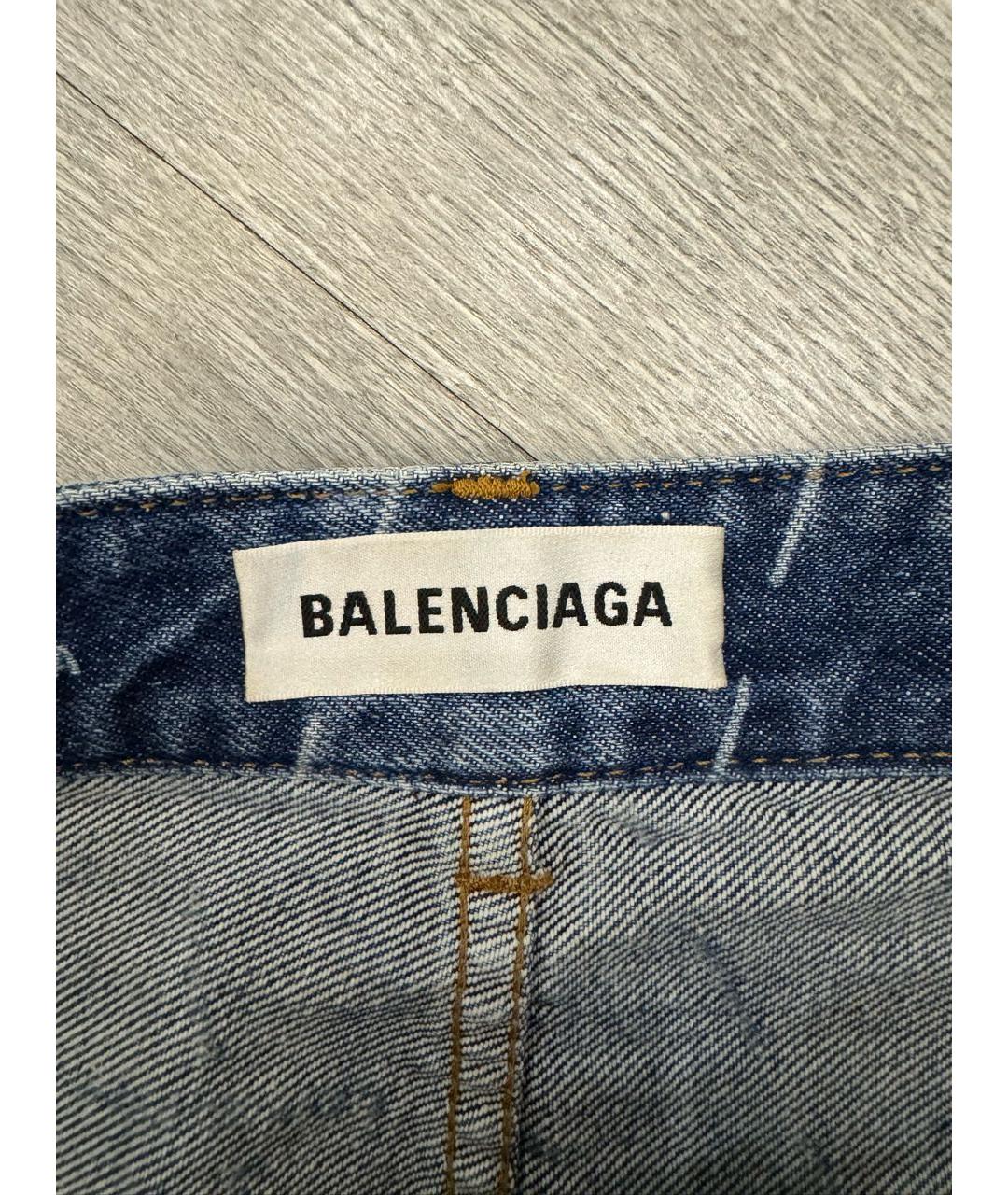 BALENCIAGA Синяя деним юбка мини, фото 4