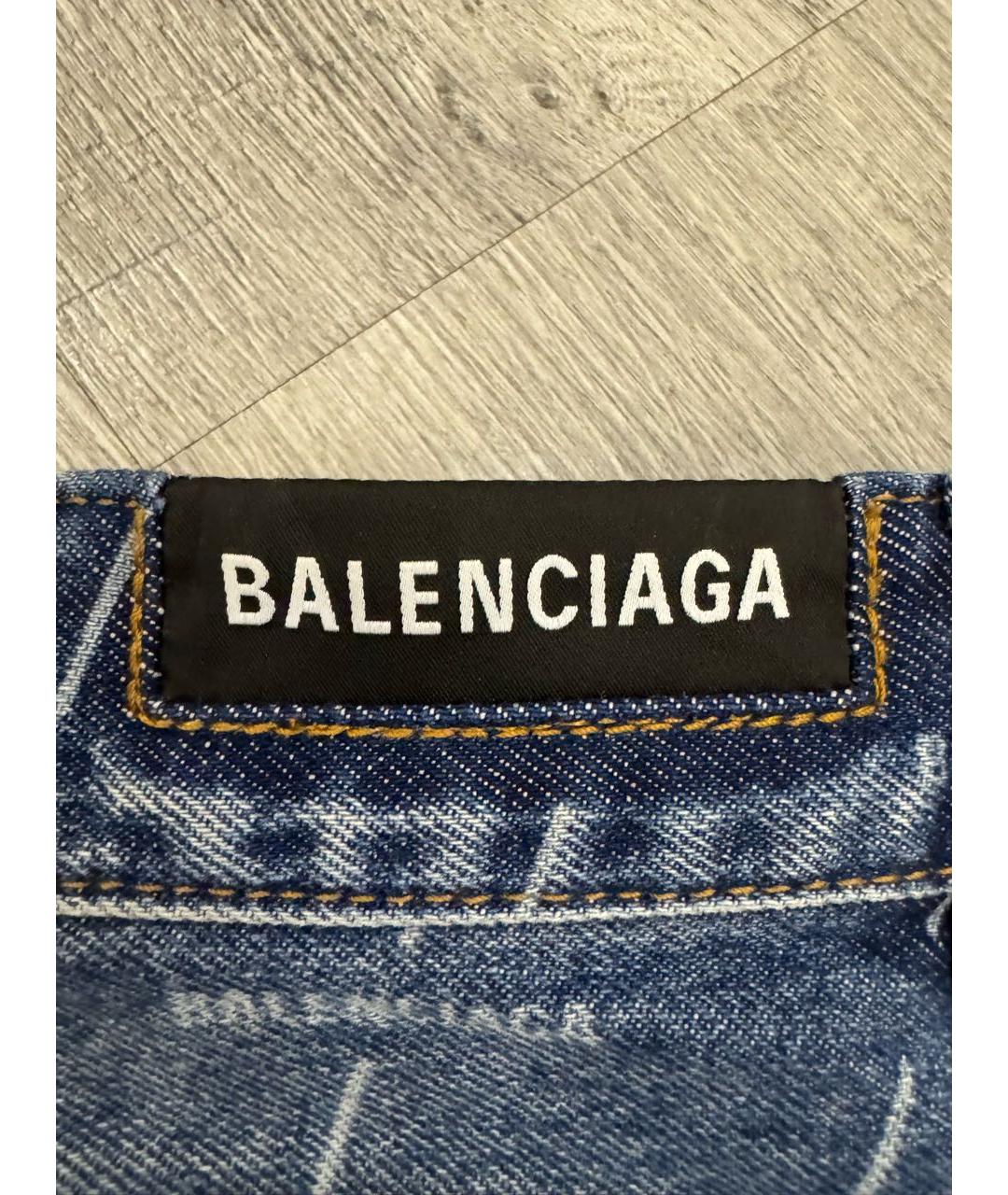 BALENCIAGA Синяя деним юбка мини, фото 3