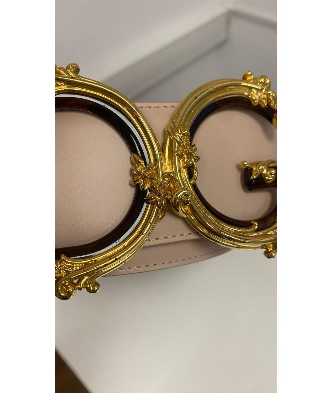 DOLCE&GABBANA Бежевый кожаный ремень, фото 2
