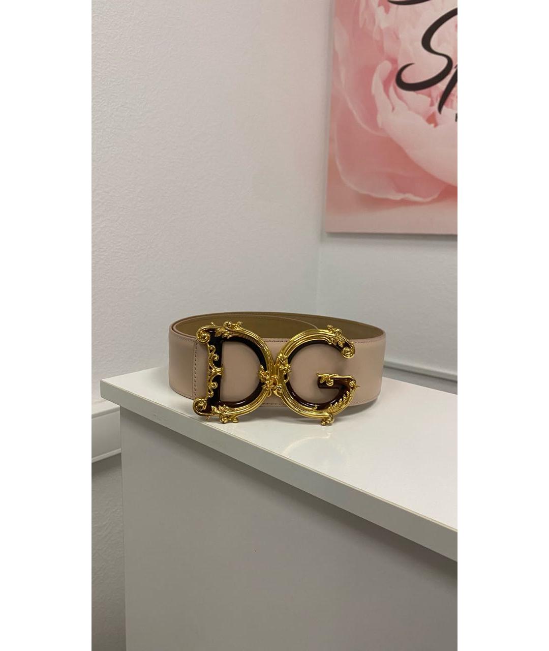 DOLCE&GABBANA Бежевый кожаный ремень, фото 5