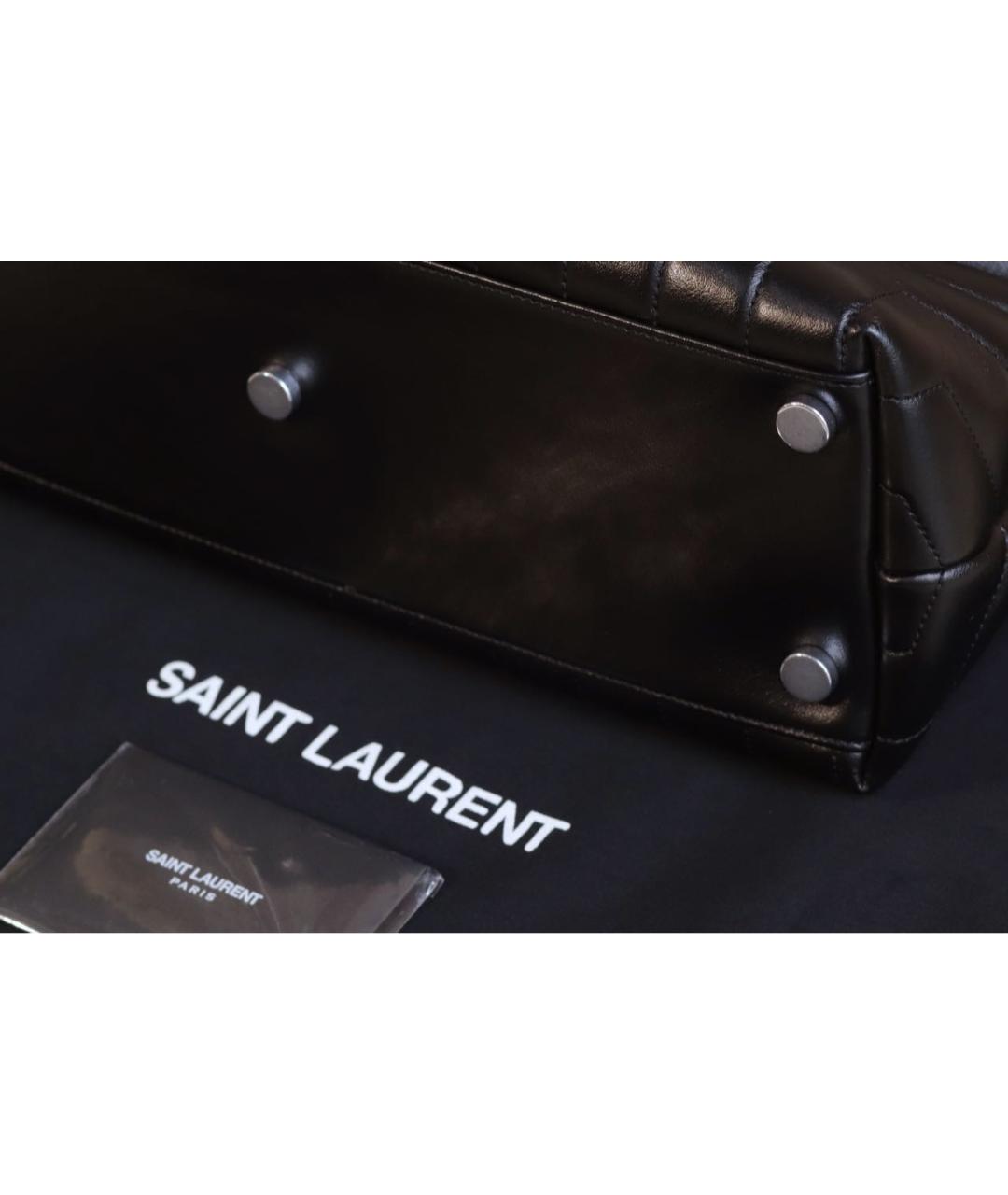 SAINT LAURENT Черная кожаная сумка тоут, фото 7