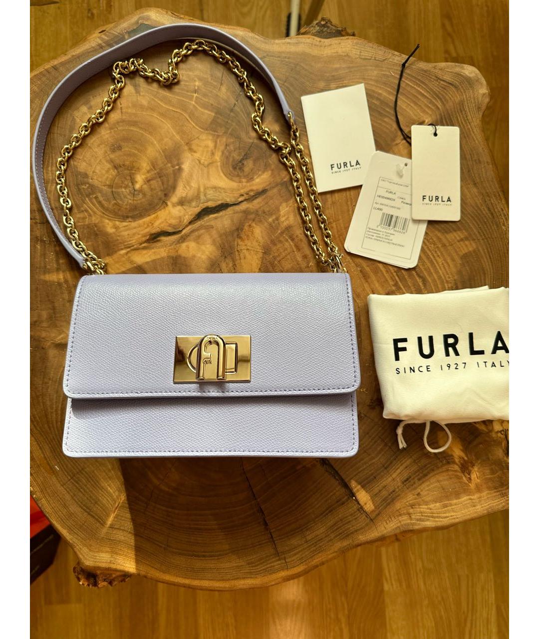 FURLA Фиолетовая кожаная сумка через плечо, фото 4