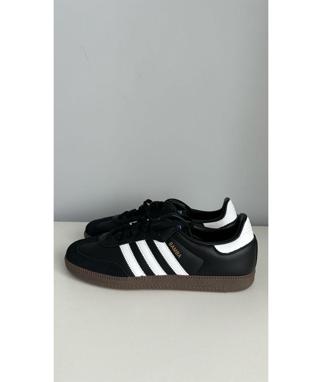 ADIDAS Черные кожаные низкие кроссовки / кеды, фото 5