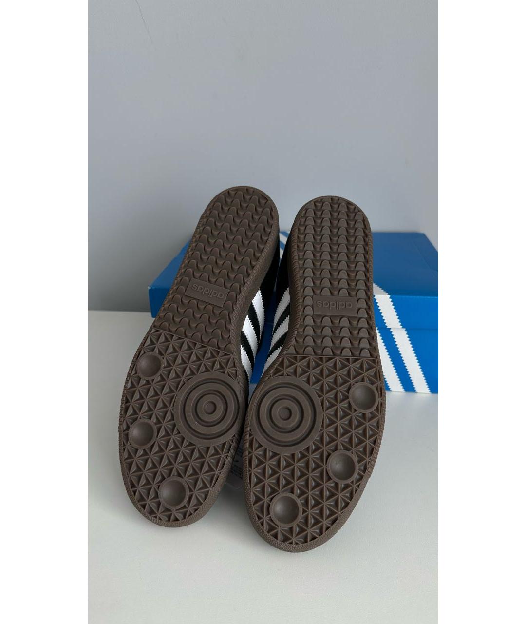 ADIDAS Черные кожаные низкие кроссовки / кеды, фото 4