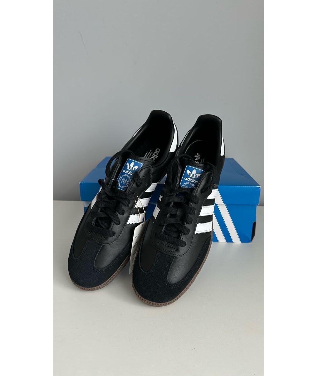 ADIDAS Черные кожаные низкие кроссовки / кеды, фото 2