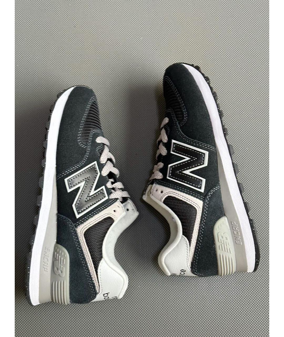 NEW BALANCE Черные нубуковые низкие кроссовки / кеды, фото 7