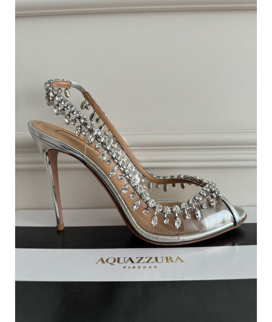 AQUAZZURA Серебряные босоножки, фото 5