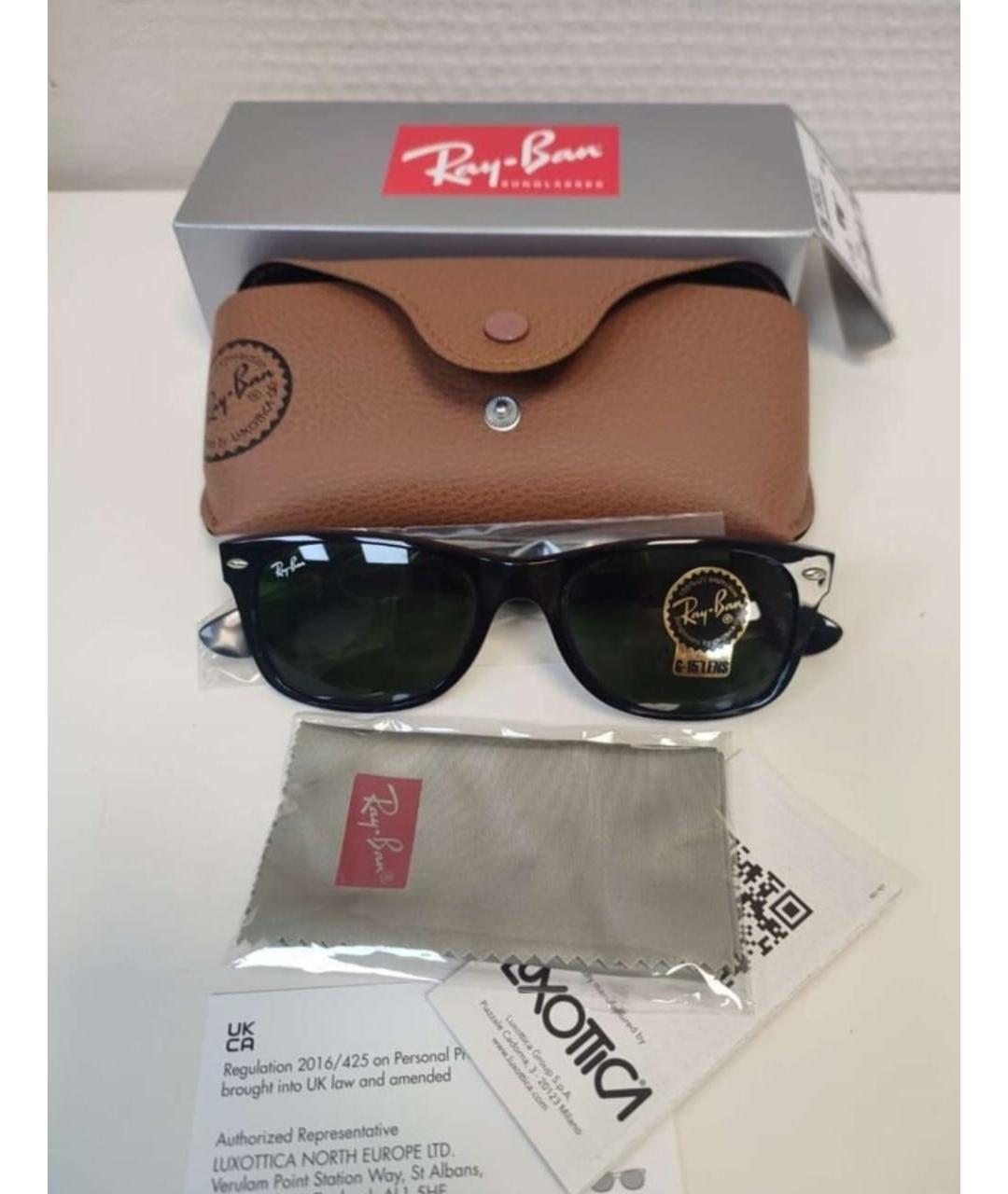 RAY BAN Черные пластиковые солнцезащитные очки, фото 4