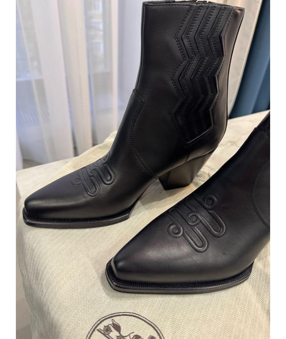 HERMES Черные кожаные ботинки, фото 5