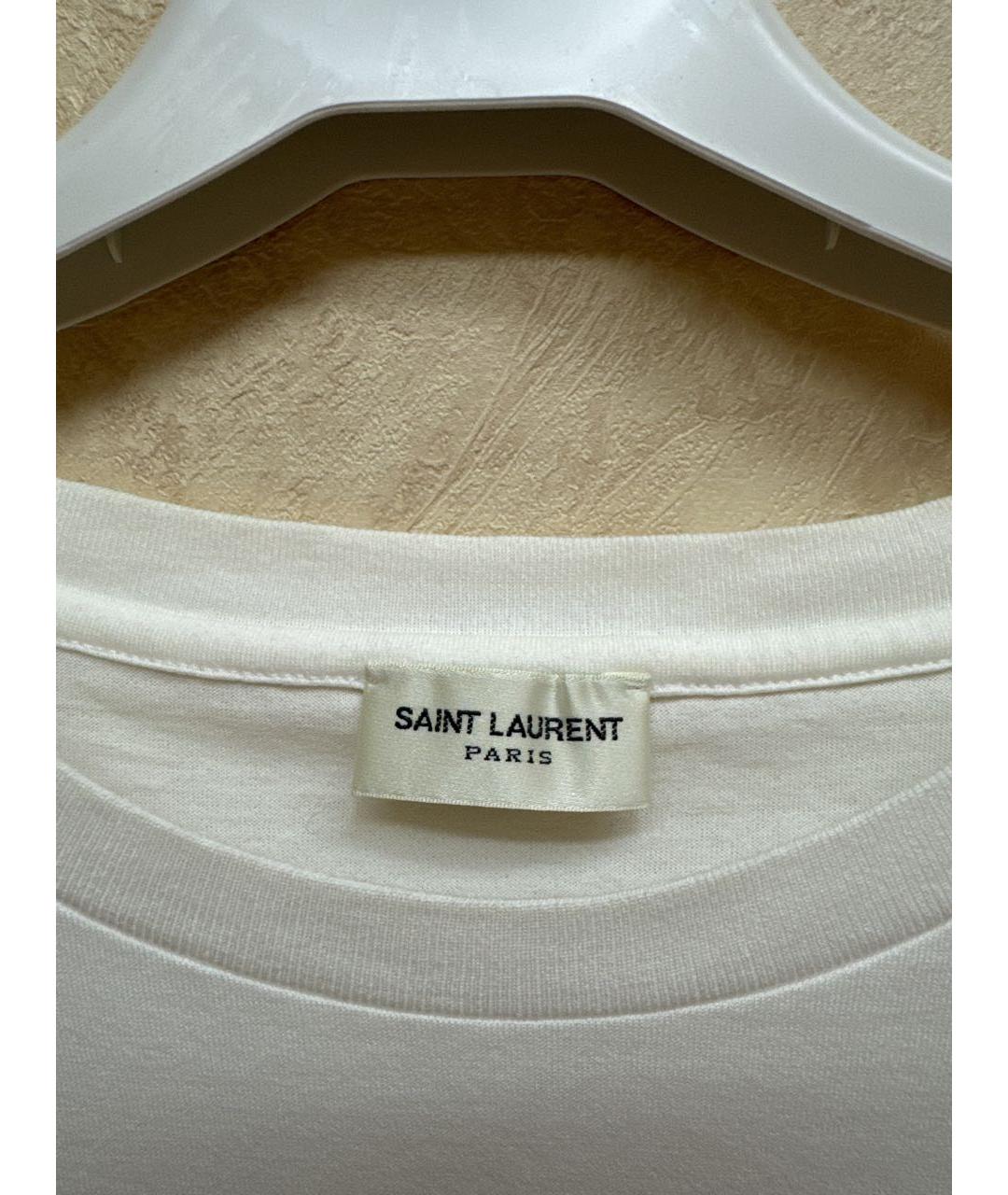 SAINT LAURENT Белая хлопковая футболка, фото 5