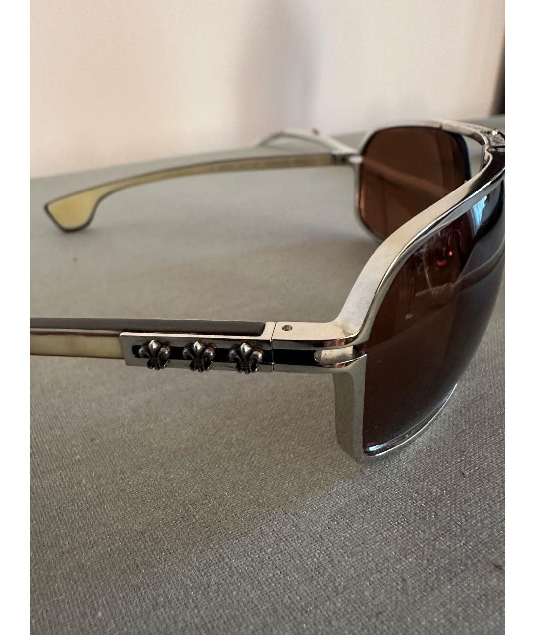 CHROME HEARTS Бежевые металлические солнцезащитные очки, фото 4