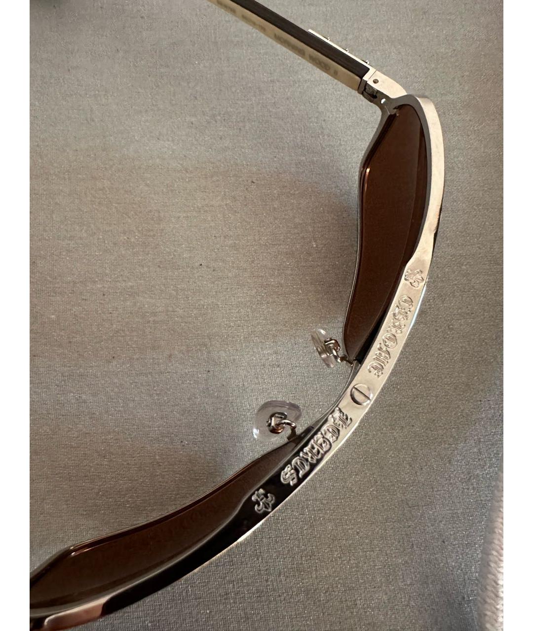 CHROME HEARTS Бежевые металлические солнцезащитные очки, фото 3